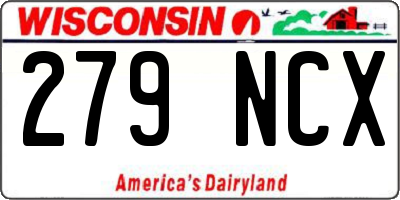 WI license plate 279NCX