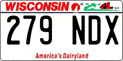 WI license plate 279NDX