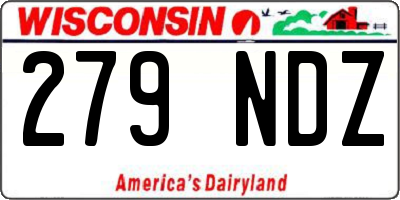WI license plate 279NDZ