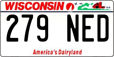 WI license plate 279NED