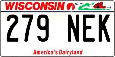 WI license plate 279NEK