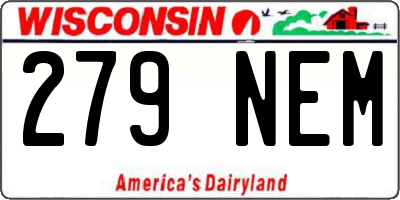 WI license plate 279NEM