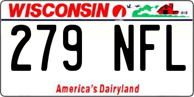 WI license plate 279NFL