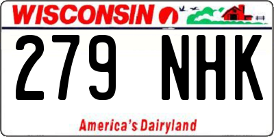 WI license plate 279NHK