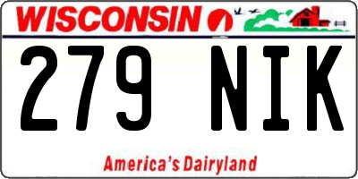WI license plate 279NIK