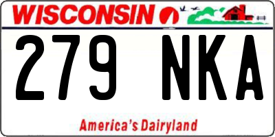 WI license plate 279NKA