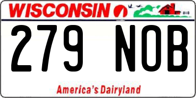WI license plate 279NOB