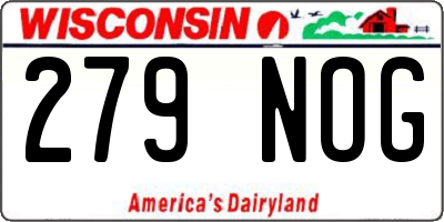 WI license plate 279NOG