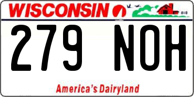 WI license plate 279NOH