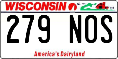 WI license plate 279NOS