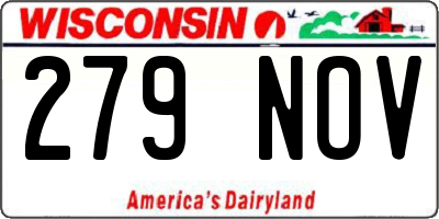 WI license plate 279NOV