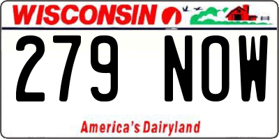 WI license plate 279NOW