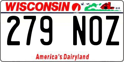 WI license plate 279NOZ