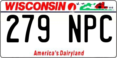 WI license plate 279NPC
