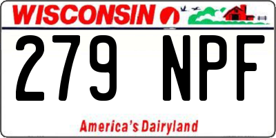 WI license plate 279NPF
