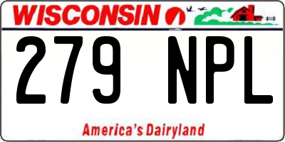 WI license plate 279NPL