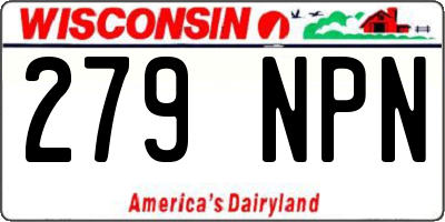 WI license plate 279NPN