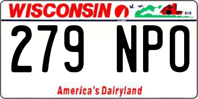WI license plate 279NPO