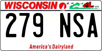 WI license plate 279NSA