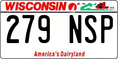 WI license plate 279NSP
