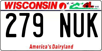 WI license plate 279NUK