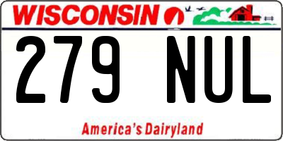 WI license plate 279NUL