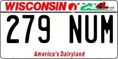 WI license plate 279NUM