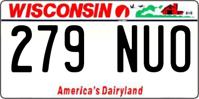 WI license plate 279NUO