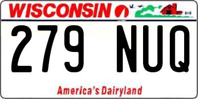 WI license plate 279NUQ
