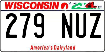 WI license plate 279NUZ