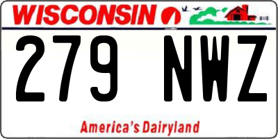 WI license plate 279NWZ