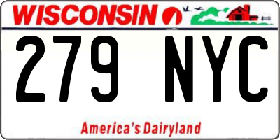 WI license plate 279NYC