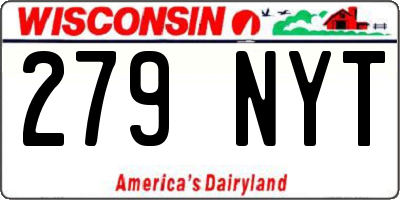 WI license plate 279NYT