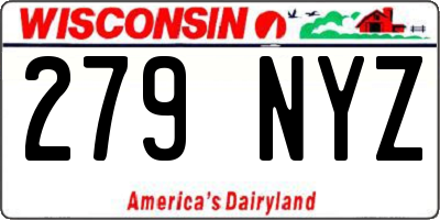WI license plate 279NYZ