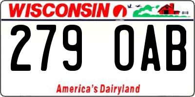 WI license plate 279OAB
