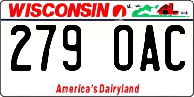 WI license plate 279OAC