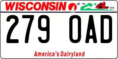 WI license plate 279OAD