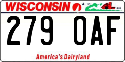 WI license plate 279OAF