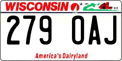 WI license plate 279OAJ