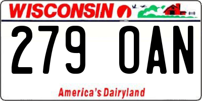 WI license plate 279OAN