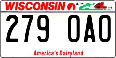 WI license plate 279OAO