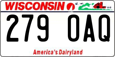 WI license plate 279OAQ