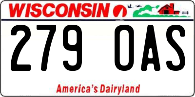 WI license plate 279OAS