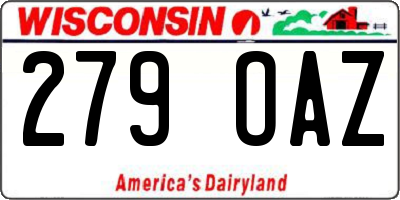 WI license plate 279OAZ