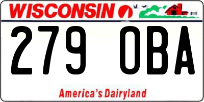 WI license plate 279OBA