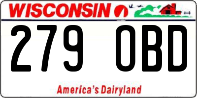 WI license plate 279OBD