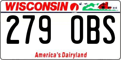 WI license plate 279OBS