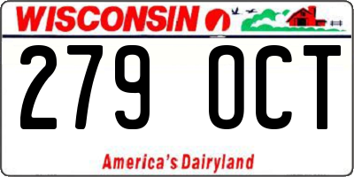 WI license plate 279OCT