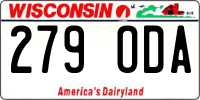 WI license plate 279ODA