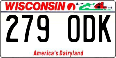 WI license plate 279ODK